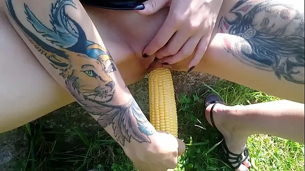 New Lucy Ravenblood fucking pussy with corn in public clips Movies
