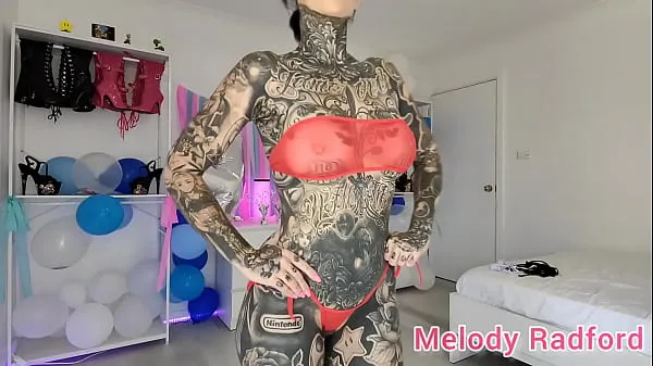 새로운 Sheer Black and Red Skimpy Micro Bikini try on Melody Radford 클립 동영상