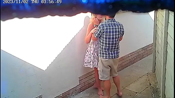 New Cctv camera caught couple fucking outside public restaurant clips Movies